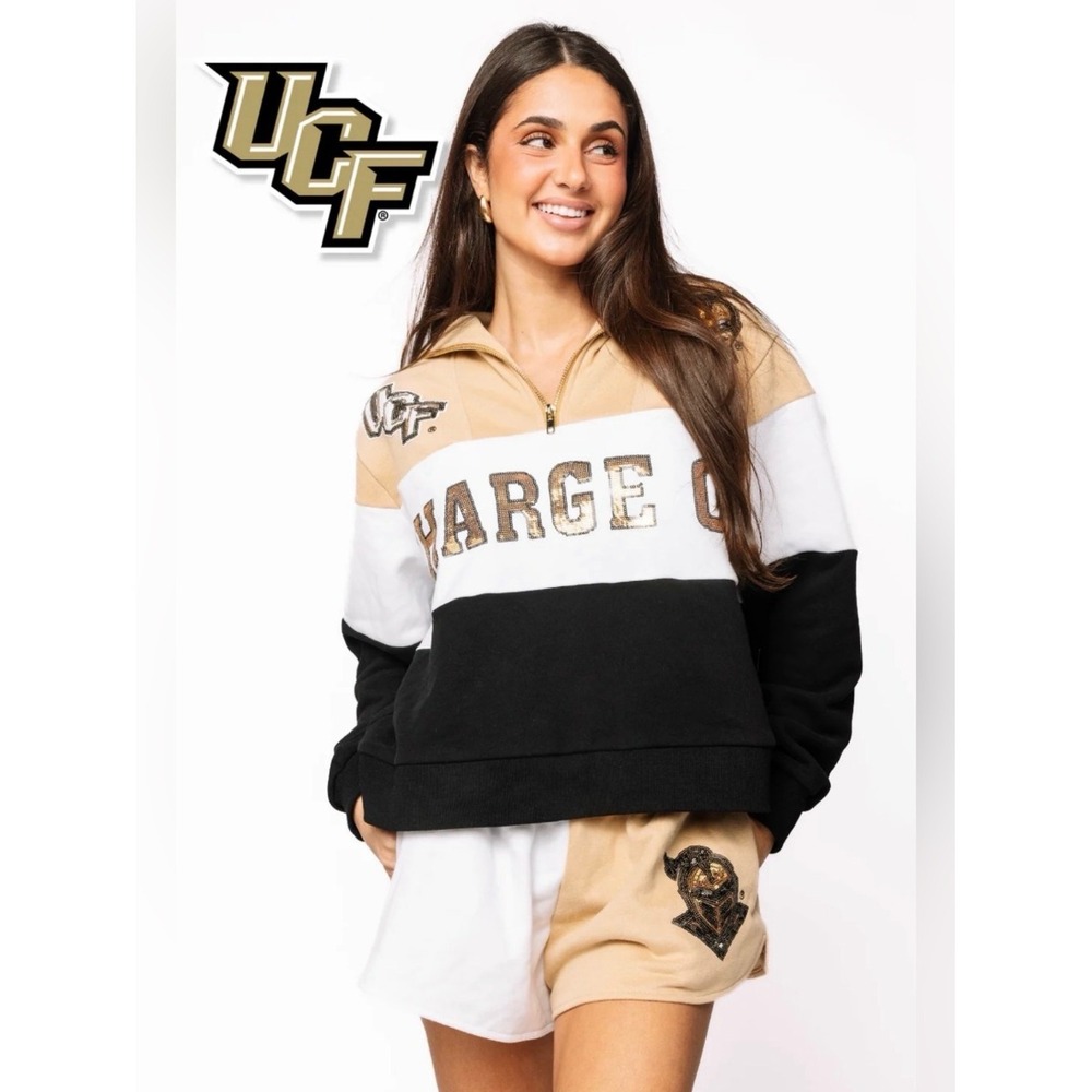 NEW QOS Set! UCF Quarter Zip Colorblock Sweatshirt and Shorts. Both Size XS